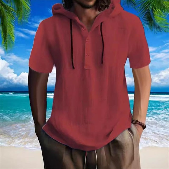 Plain Casual Popover Cotton Men's Shirt