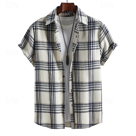 Shirt Summer Beach Casual Men's Up Button