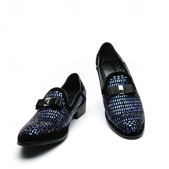 Men's Loafers – Silver Strap Elegant Monk Prom Woven and