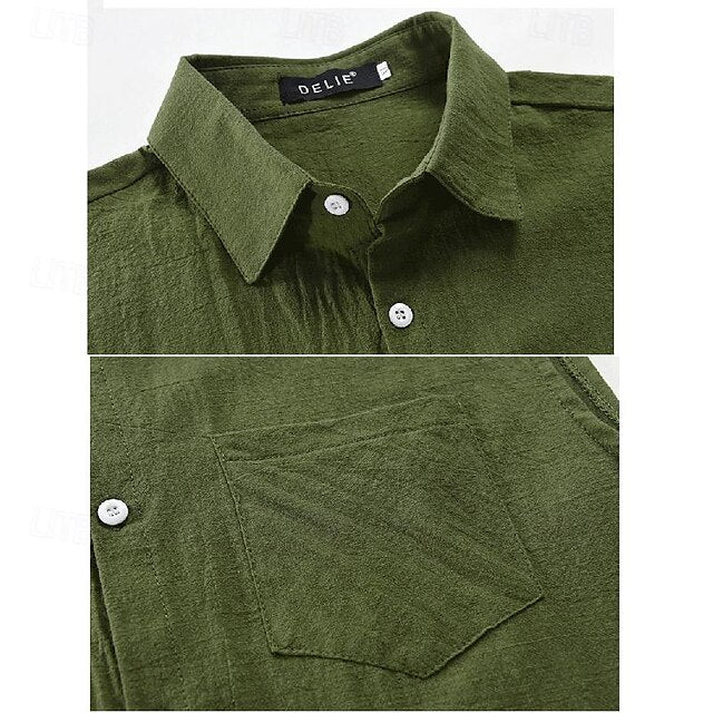 Men's Shirt White Cotton Linen