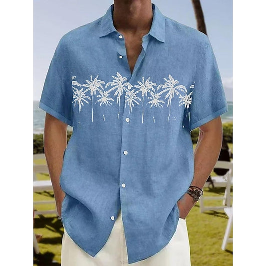 Beach Hawaiian Men's Linen Shirt Summer
