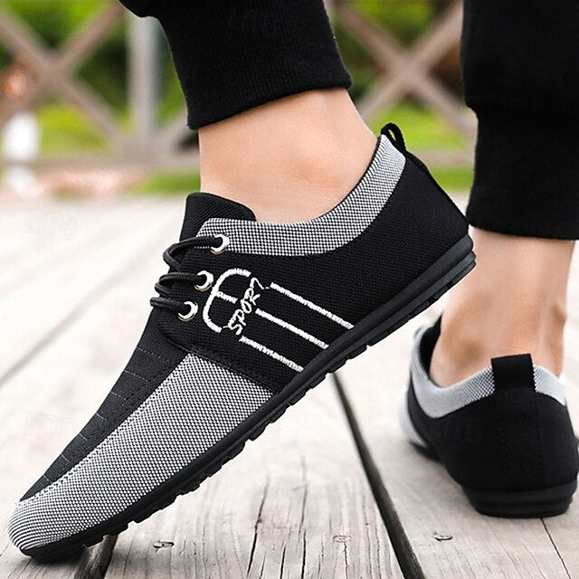 Contrasting Textures Slip-On Casual Shoes Nylon Men's with