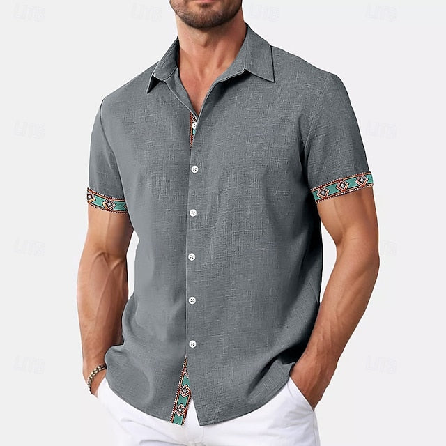 Men's Shirt Summer Wear Plain Beach Linen