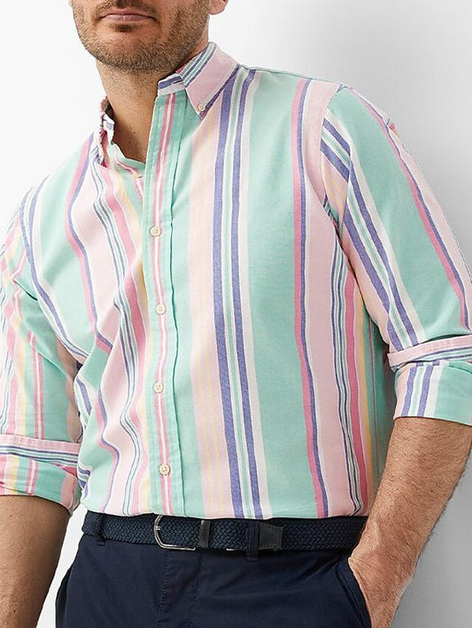 Men's Casual Button Up Striped Shirts Shirt