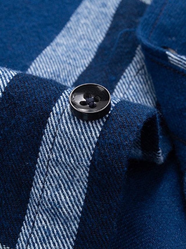 Shirt Up Plaid Button Casual Men's