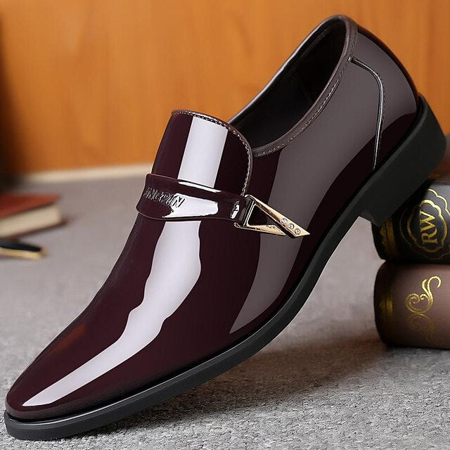 Shoes Pattern Men's Crocodile Patent Leather Dress Black