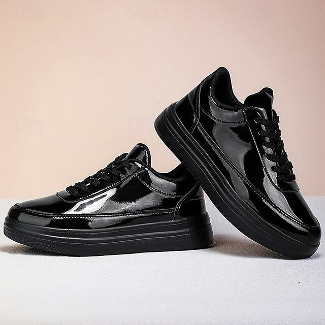 Stylish Gold Sneakers Low-Top – Men's Lace-Up Metallic