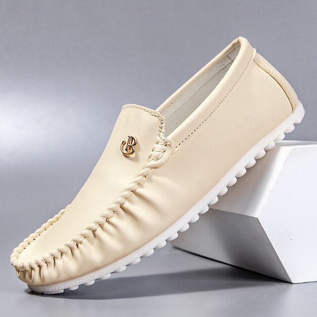 Men's Moccasins Red and Logo Design Elasticized with