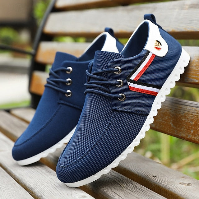 and Navy Nylon Tan Casual Men's Sneakers – Breathable