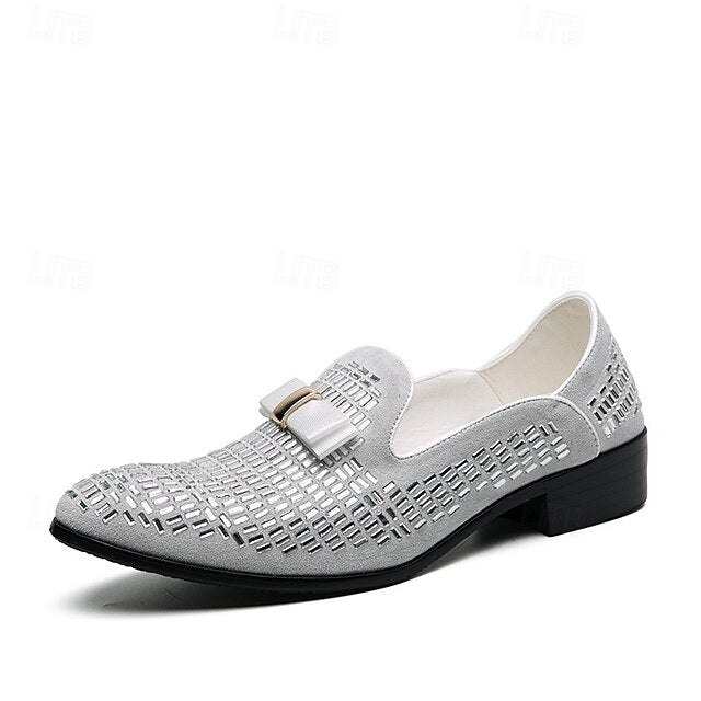 Men's Loafers – Silver Strap Elegant Monk Prom Woven and