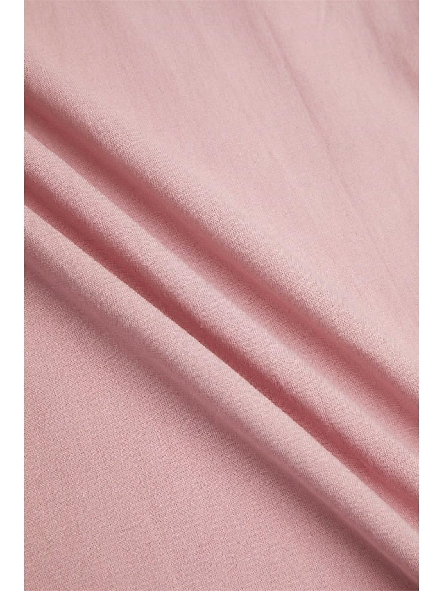 Shirt Linen Beach Men's Plain Summer