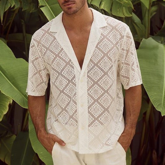 Summer Shirt Beach Casual Button Men's Up