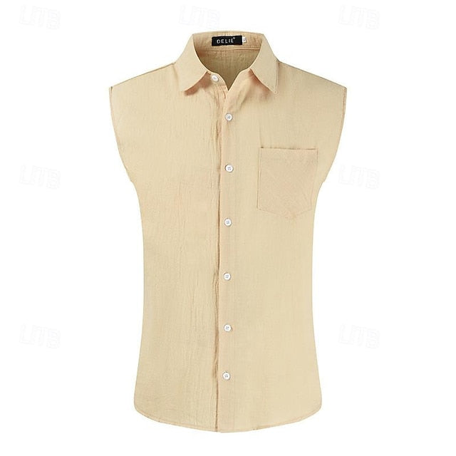 Men's Shirt White Cotton Linen