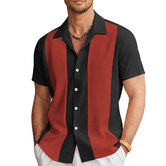 Shirt Summer Casual Men's Button Bowling