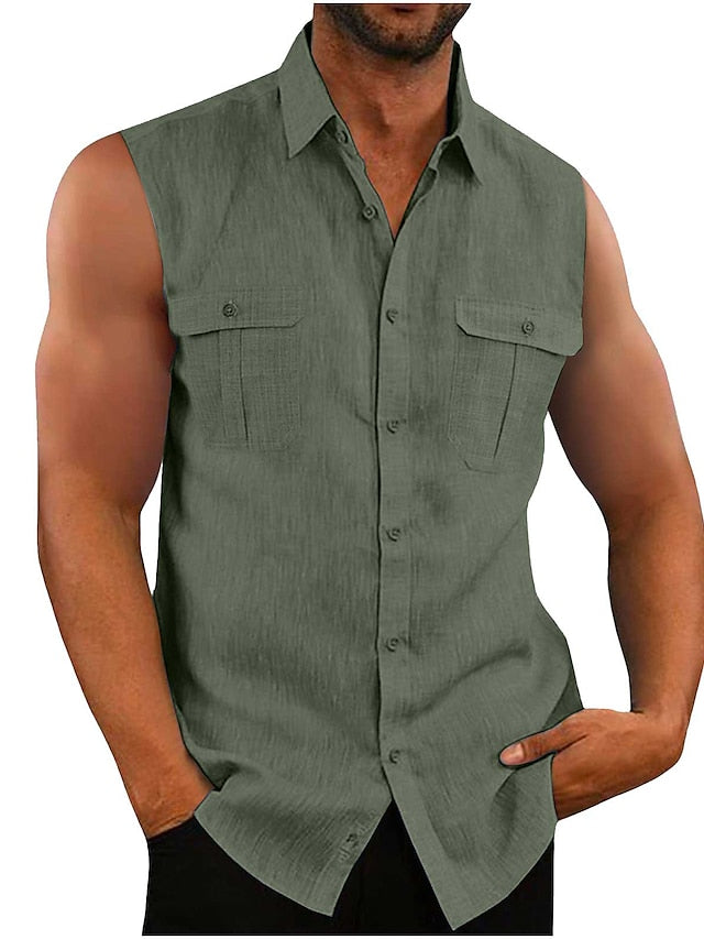 Men's Casual Summer Cotton Shirt Beach Linen