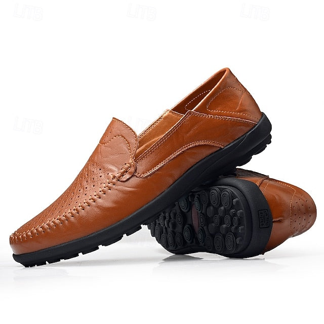 Loafers Faux - Breathable Perforated Men's Leather