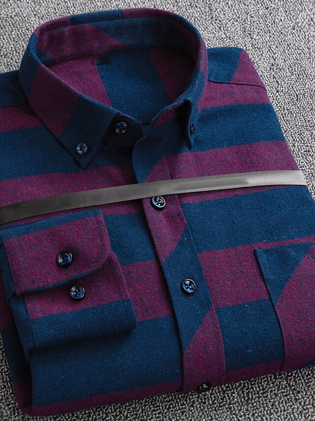 Shirt Up Plaid Button Casual Men's