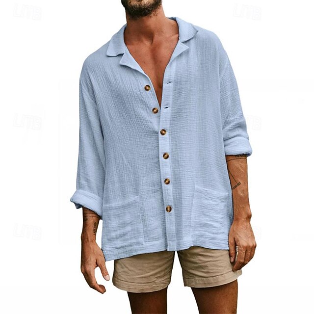 Men's Shirt Linen Cotton White
