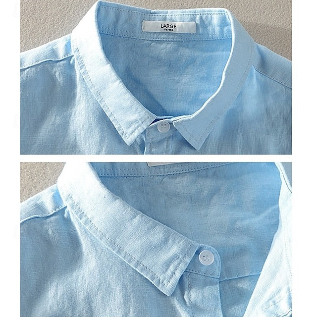 Up Button Linen Men's Cotton Casual Shirt