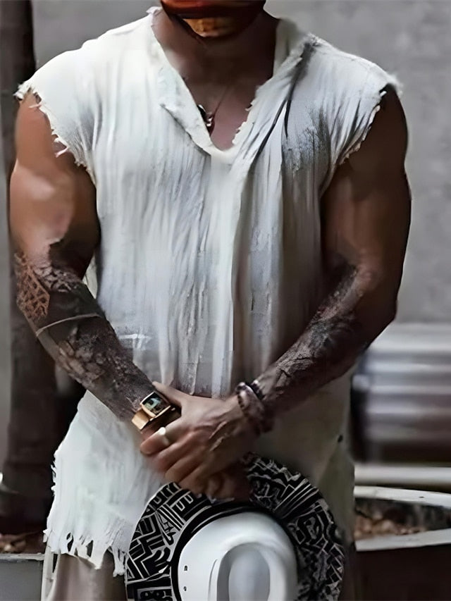 Viking Shirt Summer Beach Linen Style Men's