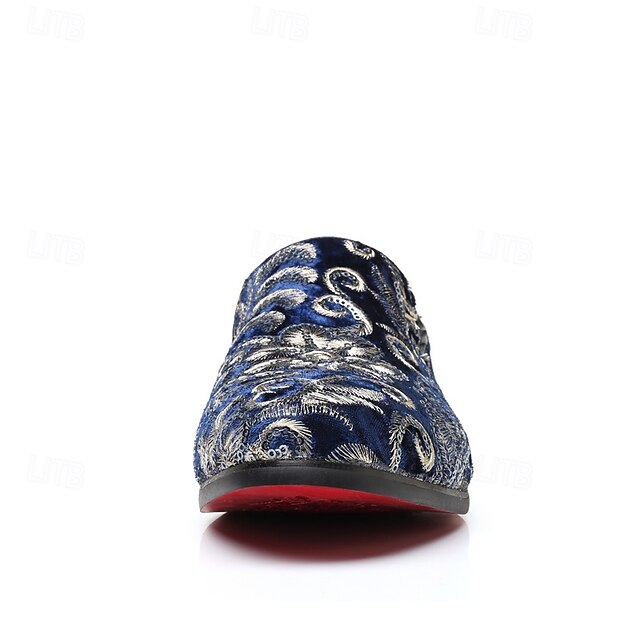 Slip-On – Stylish Floral Men's Embroidered Purple Loafers