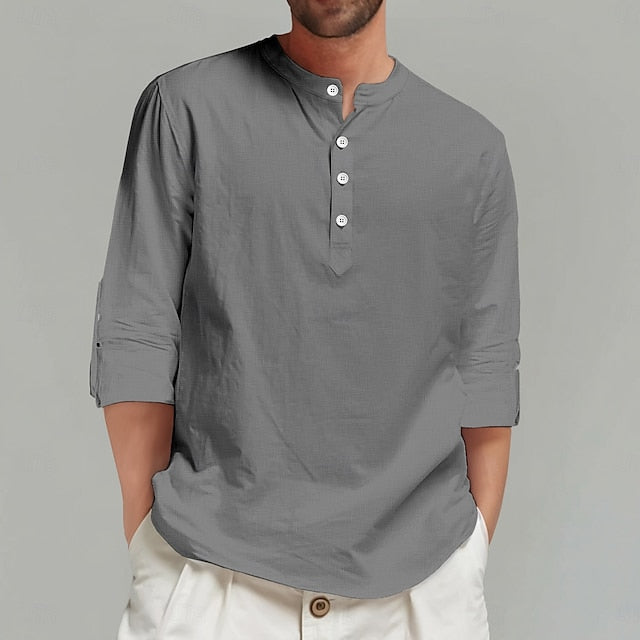Linen Beach Men's Solid Summer Shirt