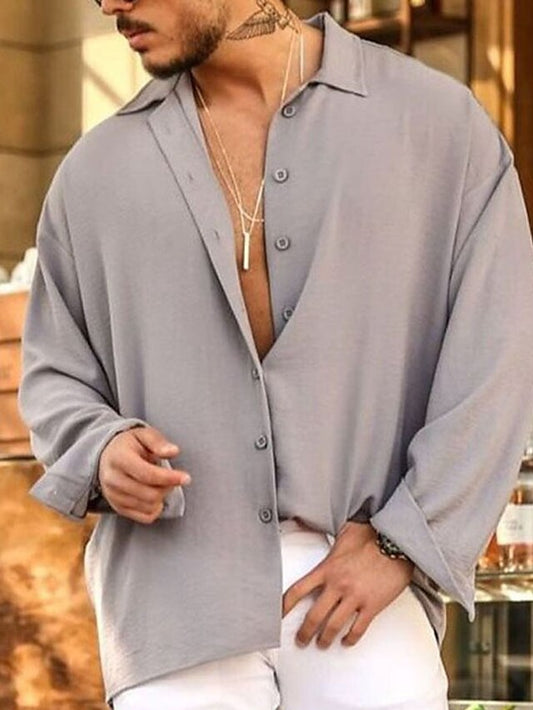 Summer Pink Shirt Up Men's Casual Button