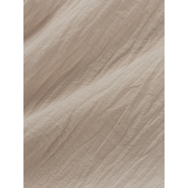 Linen Shirt Popover Up Casual Men's Button