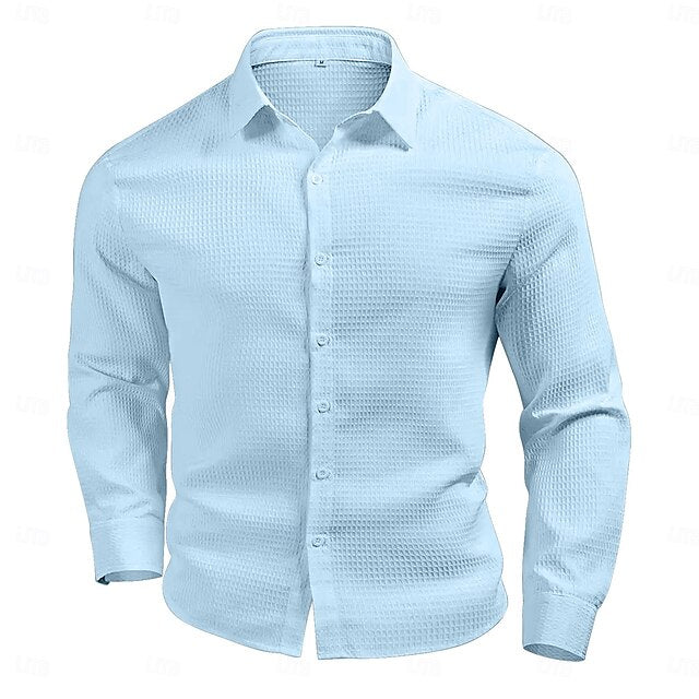 Men's Summer Knit Casual Shirt Waffle