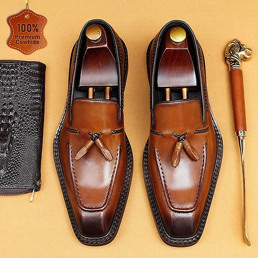 Men's Loafers - Handmade Premium Brown Genuine Leather