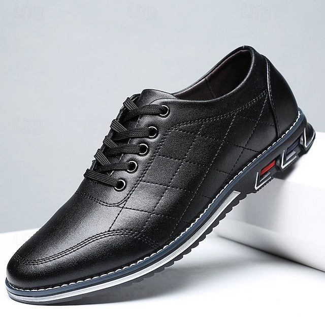 Lace-Up Sneakers Quilted Leather - Stylish Blue Men's Faux