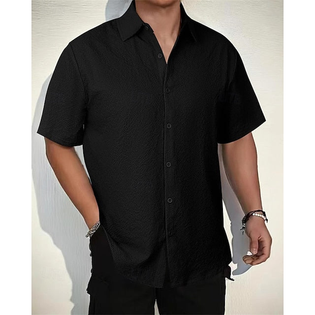 Button Casual Up Beach Shirt Summer Men's