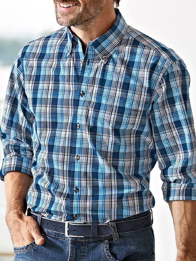 Men's Shirt Shirts Casual Checked Button Up