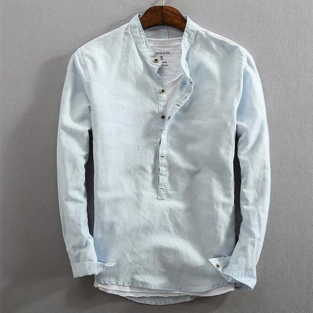 Men's White Cotton Shirt Linen