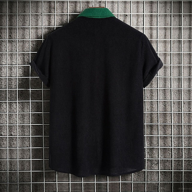 Shirt Summer Casual Beach Men's Up Button