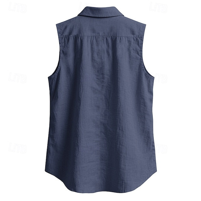 Linen Sleeveless Wear Men's Summer Beach Shirt