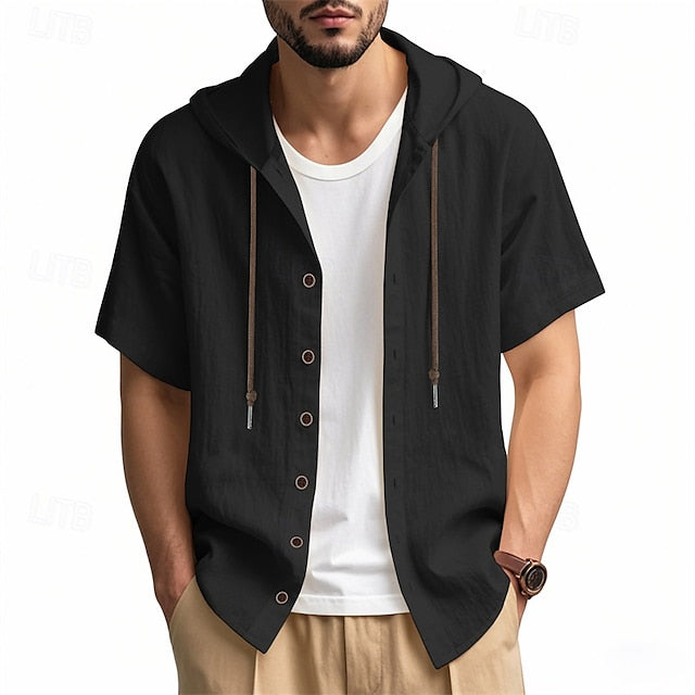 Cotton White Shirt Casual Men's Up Button