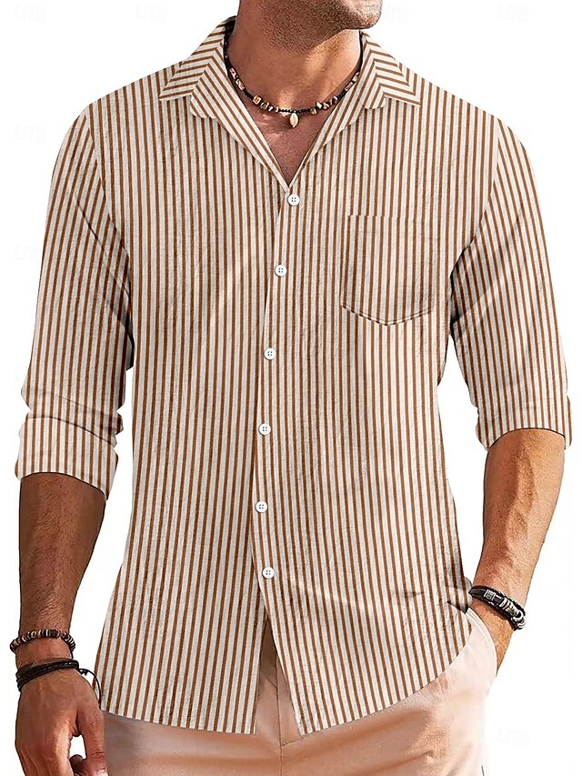 Summer Beach Shirt Casual Up Button Men's