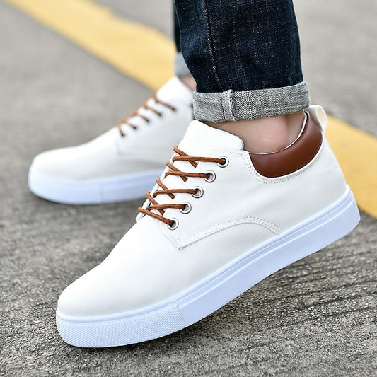 Men's Size Plus Walking White Sneakers Skate Shoes