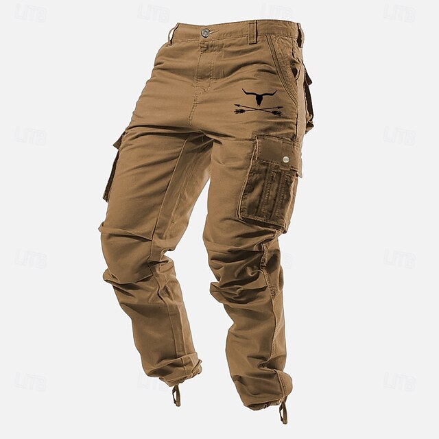 Pocket Pants Chinos Joggers Elastic Trousers Casual Men's