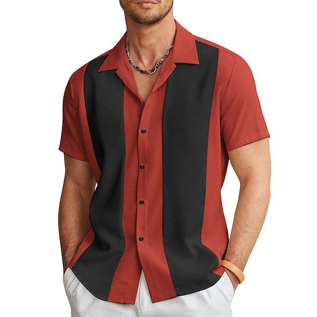Shirt Summer Casual Men's Button Bowling