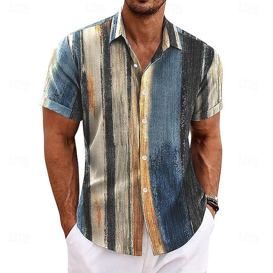Men's Shirt Retro Linen Shirts Ethnic Vintage