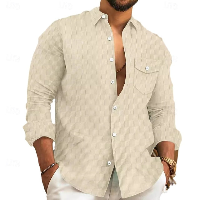 Men's Shirt Casual Button Up Summer