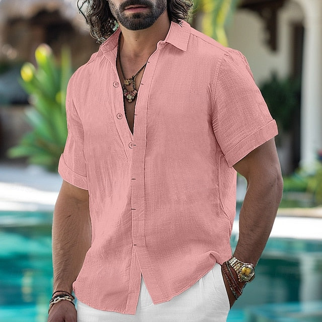 Down Linen Button Shirt Summer Men's