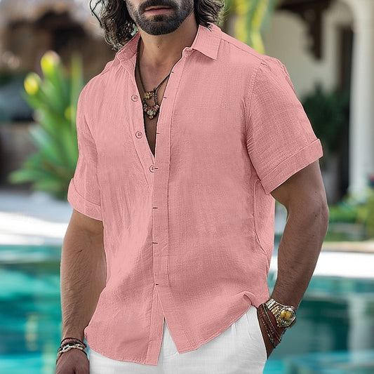 Down Linen Button Shirt Summer Men's
