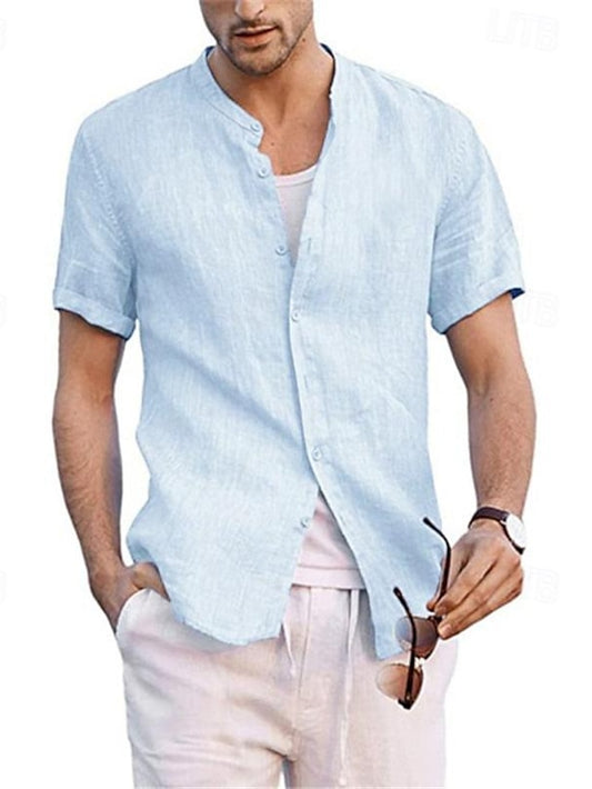 Cotton Linen Collar Men's Shirt Chinese