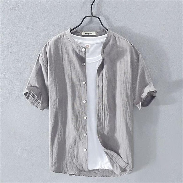 Shirt Casual Cotton Men's Linen