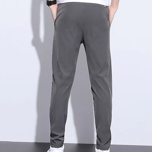 Drawstring Elastic Pants Trousers Waist Casual Solid Men's