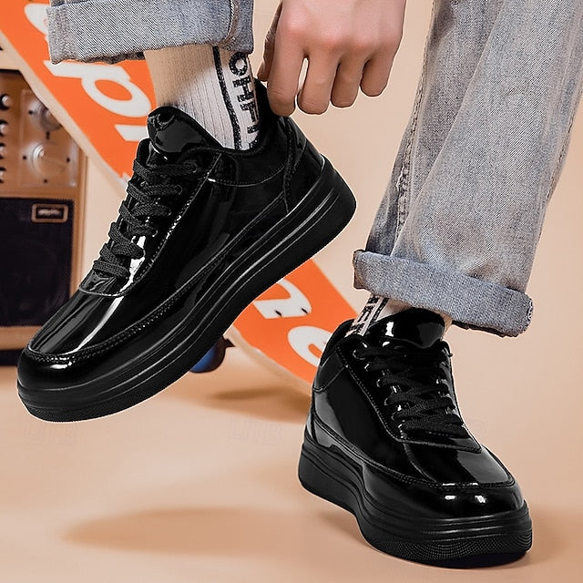 Stylish Gold Sneakers Low-Top – Men's Lace-Up Metallic