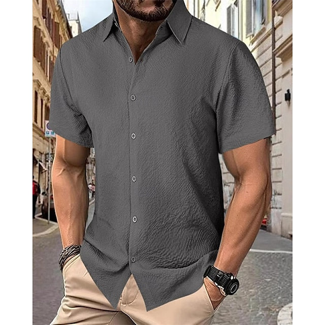 Button Casual Up Beach Shirt Summer Men's